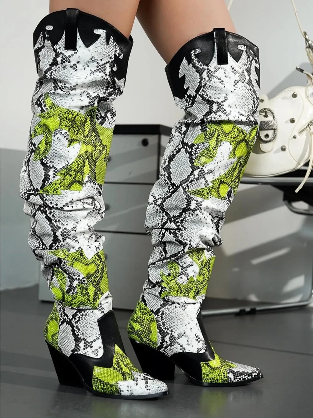 Cape Robbin Snake Print Reptile Leg Sleeve in Yellow and Black